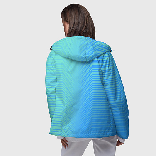 Женская ветровка Голубые градиентные линии / 3D-Черный – фото 4