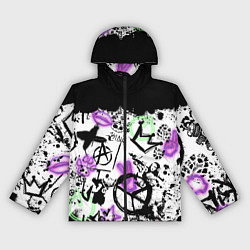 Ветровка с капюшоном женская Анархия от Мона Лизы в граффити и неоне, цвет: 3D-черный