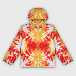 Ветровка с капюшоном женская Красно-желтый тай дай, цвет: 3D-белый