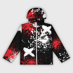 Ветровка с капюшоном женская Хонда на фоне граффити и брызг красок, цвет: 3D-белый