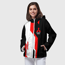 Ветровка с капюшоном женская Mitsubishi red uniform, цвет: 3D-белый — фото 2