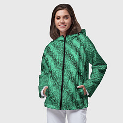 Ветровка с капюшоном женская Мозаика нефритовый зелёный, цвет: 3D-черный — фото 2