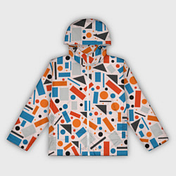 Ветровка с капюшоном женская Прямоугольники и круги, цвет: 3D-белый
