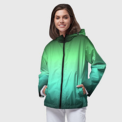 Ветровка с капюшоном женская Градиент изумрудно-чёрный, цвет: 3D-черный — фото 2
