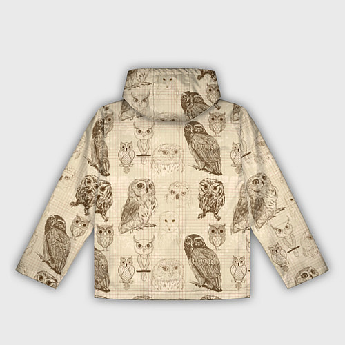 Женская ветровка Эскизы сов тетрадный лист в клетку / 3D-Белый – фото 2