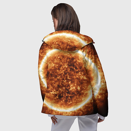 Женская ветровка Пылающее солнце крупным планом / 3D-Черный – фото 4