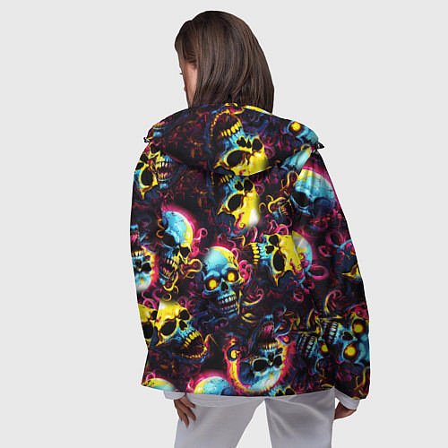 Женская ветровка Разноцветные черепушки с щупальцами / 3D-Черный – фото 4