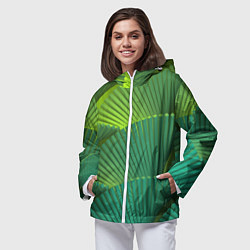 Ветровка с капюшоном женская Объемные веерные столбики, цвет: 3D-белый — фото 2