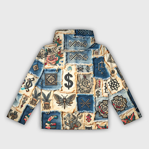 Женская ветровка Баксы и девушки на дениме - пэчворк / 3D-Белый – фото 2