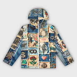 Ветровка с капюшоном женская Баксы и девушки на дениме - пэчворк, цвет: 3D-белый