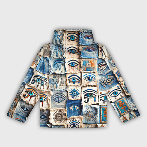 Женская ветровка Глаза на пэчворк дениме / 3D-Черный – фото 2