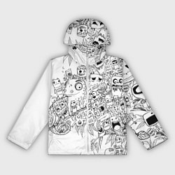 Ветровка с капюшоном женская Дудлы с хамелеоном, цвет: 3D-белый