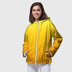 Ветровка с капюшоном женская Градиент насыщенный жёлтый, цвет: 3D-белый — фото 2