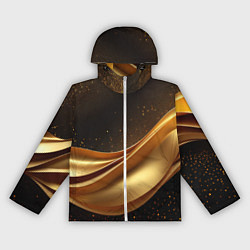 Ветровка с капюшоном женская Золотая стильная абстракция на черном фоне, цвет: 3D-белый