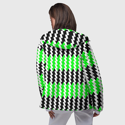 Женская ветровка Вертикальные чёрно-зелёные полосы / 3D-Черный – фото 4