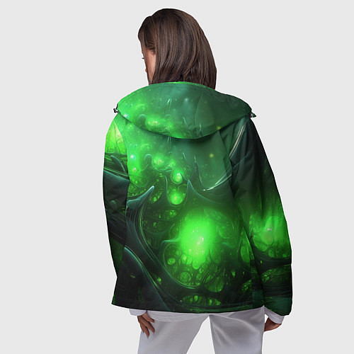 Женская ветровка Зеленая кислотная яркая неоновая абстракция / 3D-Черный – фото 4