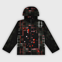 Ветровка с капюшоном женская Окно в пространство - черно-красные кубы, цвет: 3D-черный