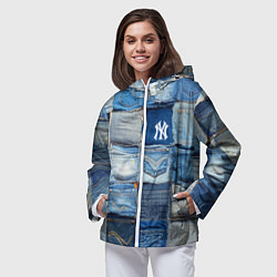 Ветровка с капюшоном женская Patchwork - New York yankees baseball team, цвет: 3D-белый — фото 2