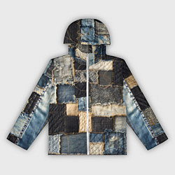 Ветровка с капюшоном женская Заплатки пэчворк на джинсе, цвет: 3D-белый