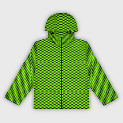 Ветровка с капюшоном женская Кислотный зелёный имитация сетки, цвет: 3D-черный