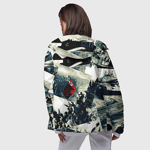 Женская ветровка День победы 9 мая и силуэты кадров с фронта / 3D-Черный – фото 4