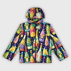 Ветровка с капюшоном женская Бутылки шампанского -вино водочный паттерн, цвет: 3D-черный