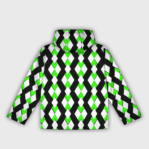 Женская ветровка Зелёные и белые ромбы на чёрном фоне / 3D-Черный – фото 2