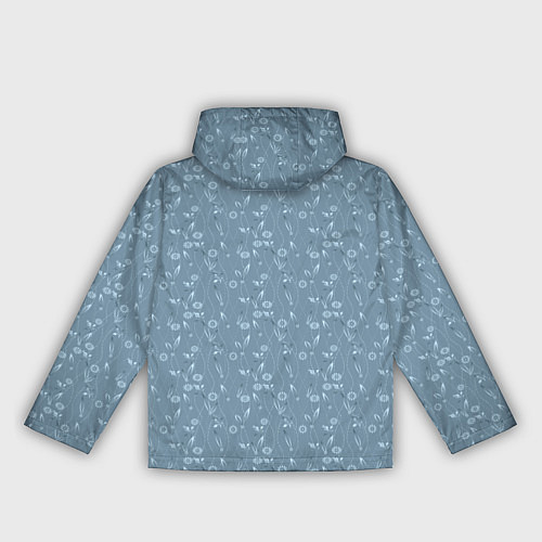 Женская ветровка Серо-голубой цветочный однотонный узор / 3D-Белый – фото 2