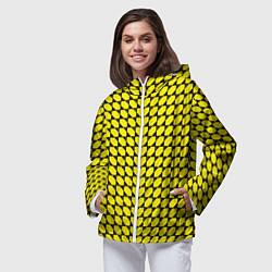 Ветровка с капюшоном женская Жёлтые лепестки шестиугольники, цвет: 3D-белый — фото 2