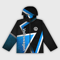 Ветровка с капюшоном женская Volkswagen - бело-синий треугольник, цвет: 3D-черный