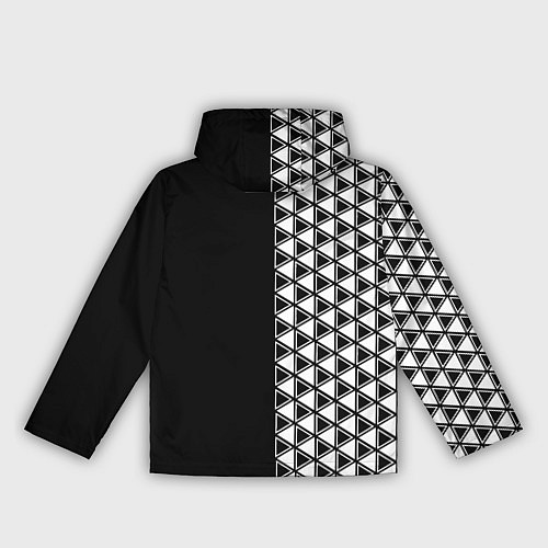 Женская ветровка Белые треугольники на чёрном фоне / 3D-Белый – фото 2