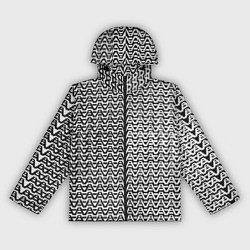 Ветровка с капюшоном женская Чёрно-белые волнистые линии, цвет: 3D-черный