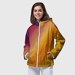 Ветровка с капюшоном женская Абстракция солнечный луч, цвет: 3D-белый — фото 2