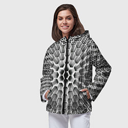 Ветровка с капюшоном женская Бесконечный гексагональный каркас, цвет: 3D-черный — фото 2