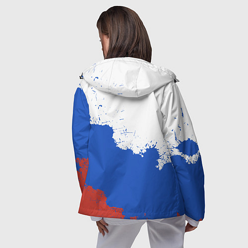 Женская ветровка Российский триколор и герб / 3D-Черный – фото 4