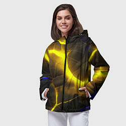 Ветровка с капюшоном женская Желтое неоновое свечение, цвет: 3D-черный — фото 2