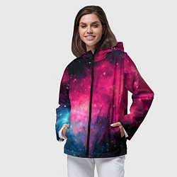 Ветровка с капюшоном женская Абстрактный космос фантастика, цвет: 3D-черный — фото 2