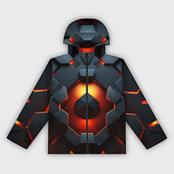 Ветровка с капюшоном женская Конструкция из объемных оранжевых плит, цвет: 3D-черный
