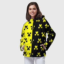 Ветровка с капюшоном женская Minecraft logo brend online, цвет: 3D-черный — фото 2