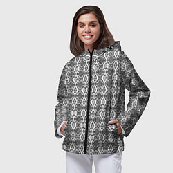 Ветровка с капюшоном женская Серый кружевной узор, цвет: 3D-черный — фото 2