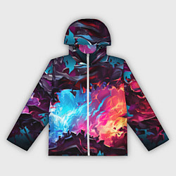 Ветровка с капюшоном женская Абстрактные краски во взрыве, цвет: 3D-белый