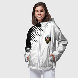 Ветровка с капюшоном женская Герб РФ спорт абстракция, цвет: 3D-белый — фото 2