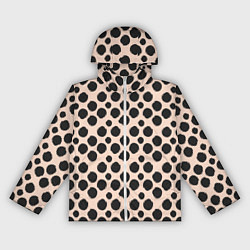 Ветровка с капюшоном женская Гороховый тренд черный на кремовом, цвет: 3D-белый