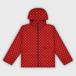 Ветровка с капюшоном женская Ретро узор с белыми сердцами и декоративными элеме, цвет: 3D-черный