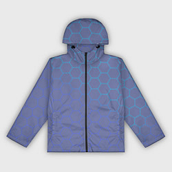 Ветровка с капюшоном женская Шестигранники индиго, цвет: 3D-черный