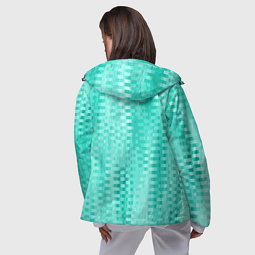 Женская ветровка Светлый бирюзовый абстрактный полосочки / 3D-Черный – фото 4