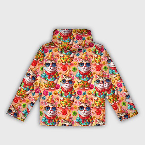 Женская ветровка Коты и летний вайб паттерн / 3D-Белый – фото 2