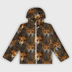 Ветровка с капюшоном женская Лакшери паттерн с золотыми лисицами, цвет: 3D-белый