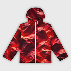 Ветровка с капюшоном женская Эффект текстуры мятой красной бумаги, цвет: 3D-белый