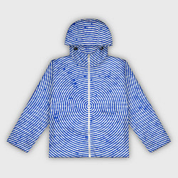 Ветровка с капюшоном женская Круг гипнотический синий, цвет: 3D-белый